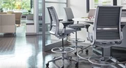 Steelcase Think Drafting Stool With 3D Knit Back -Office Chair steelcase think drafting stool chair mesh back stc233 4 04695.1540837101